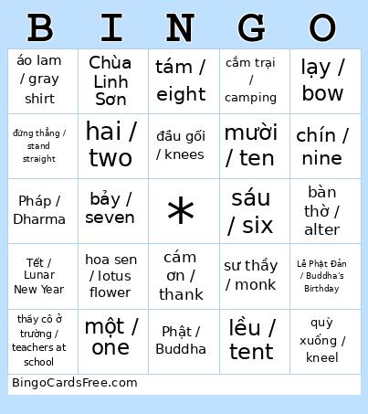 Sơ Sanh Bingo Cards Free Pdf Printable Game, Title: BINGO