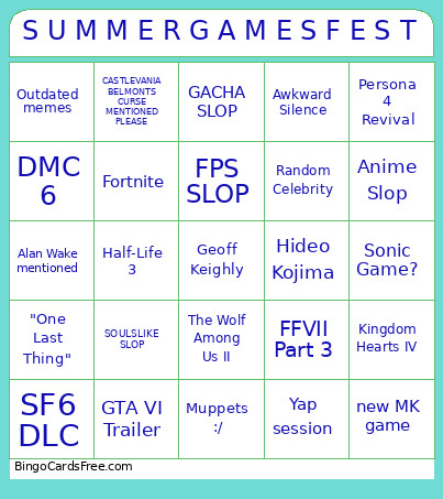 S U M M E R G A M E S F E S T Bingo Card