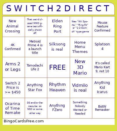 Switch 2 Direct Bingo Cards Free Pdf Printable Game, Title: S W I T C H 2 D I R E C T