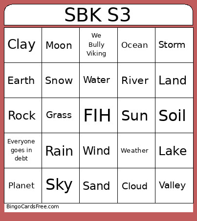 S3 Whimsy Bingo Card