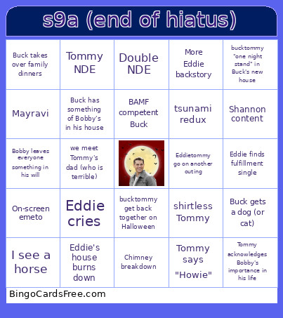 S9a (end Of Hiatus) Bingo Card