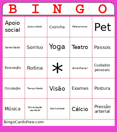 Saúde Bingo Card