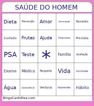 SAÚDE DO HOMEM Bingo Card