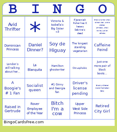 SAB BDAY Bingo Card