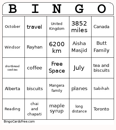 Sabihah X Rayhan Bingo Card