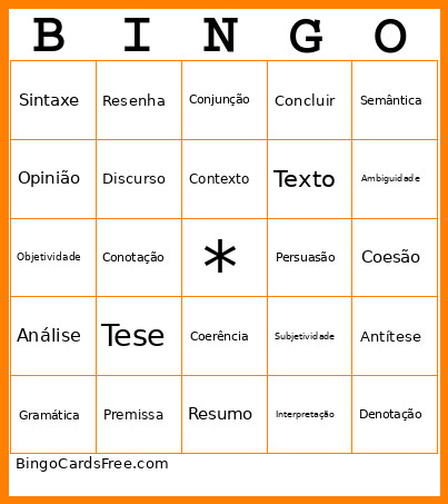 Saeb Brasil Bingo Card