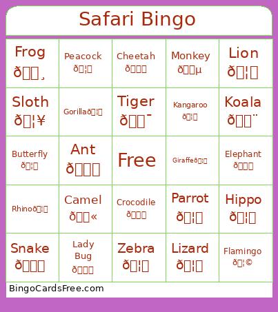 Safari Bingo