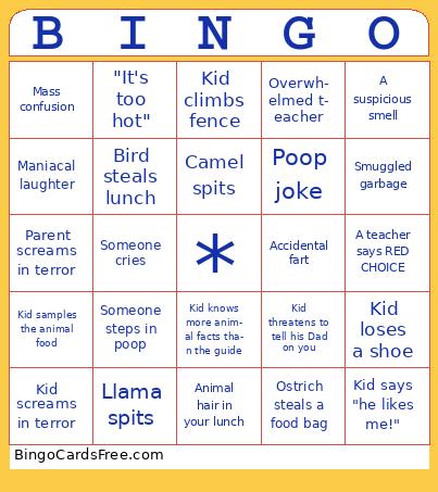 Safari Park Bingo