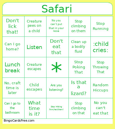 Safari Station Counselor Bingo Card