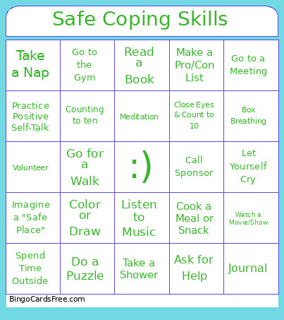 Safe Coping Skills Bingo Card