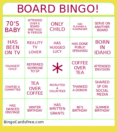 Safe Passage Bingo Card