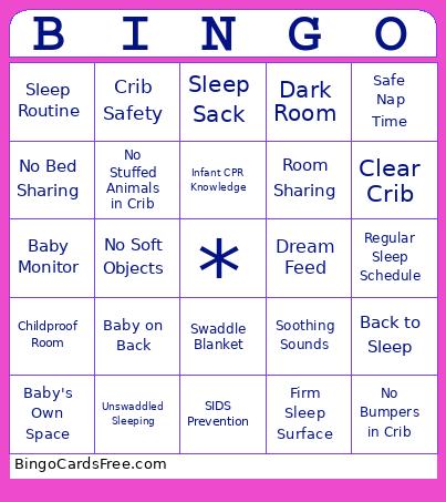 Safe Sleep Bingo Card