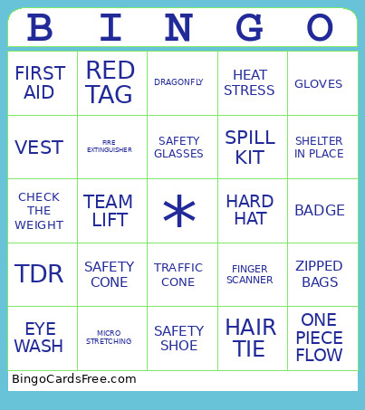 SAFETY Bingo Card 2