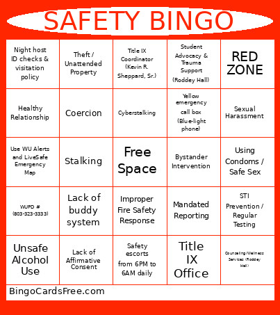 SAFETY Bingo Card