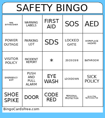 SAFETY Bingo Card