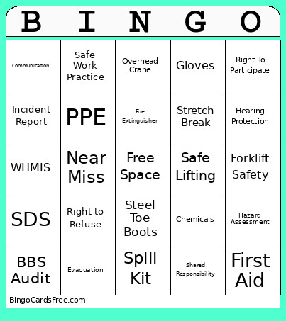 Safety Bingo Card 2