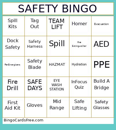 Safety Bingo Card