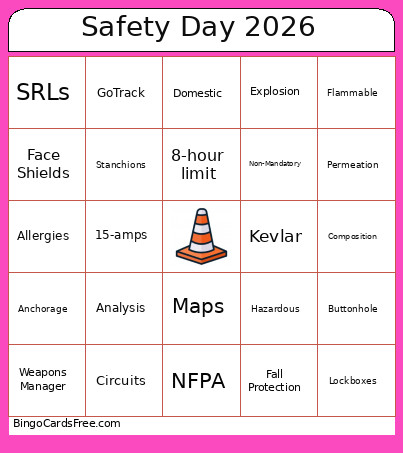 Safety Day 2026 Bingo Card