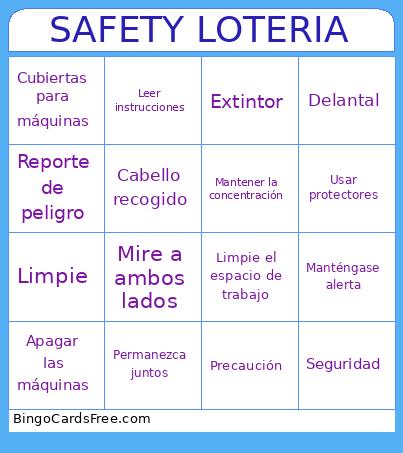 SAFETY LOTERIA Bingo