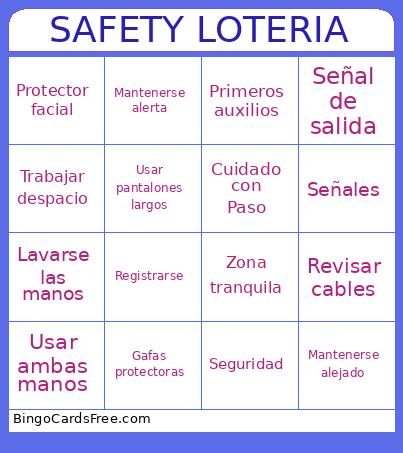 SAFETY LOTERIA Bingo