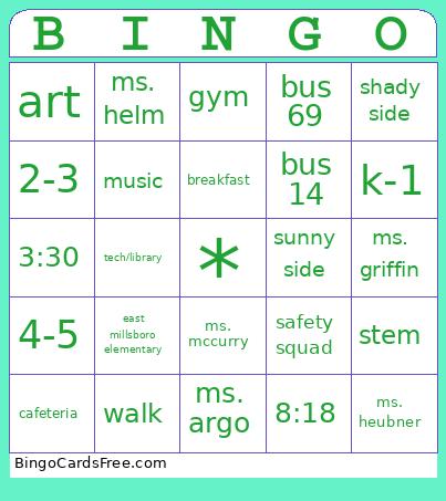 safety squad Bingo