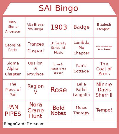 SAI Bingo Card