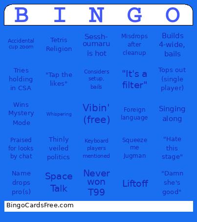Sailor Curls' Stream Bingo  v2 Cards Free Pdf Printable Game, Title: BINGO