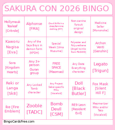 SAKURA CON 2026 Bingo Card