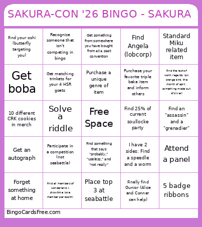 SAKURA-CON '26 - SAKURA Bingo Card