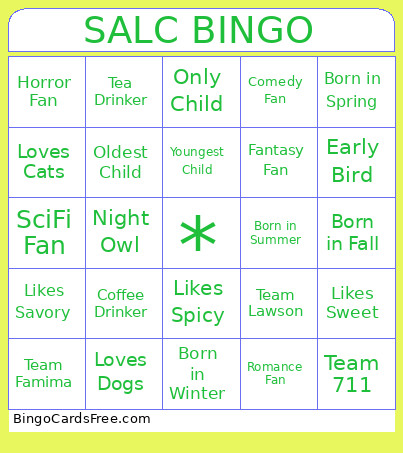 SALC Bingo Card