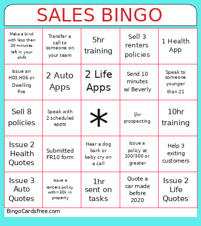 SALES Bingo Card