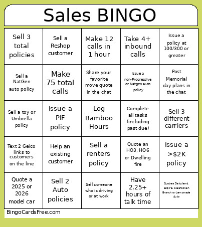 Sales Bingo Card 3
