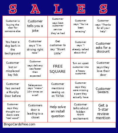Sales Bingo Card