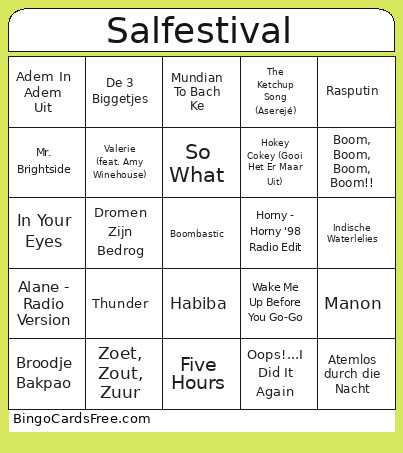 Salfestival Bingo Card