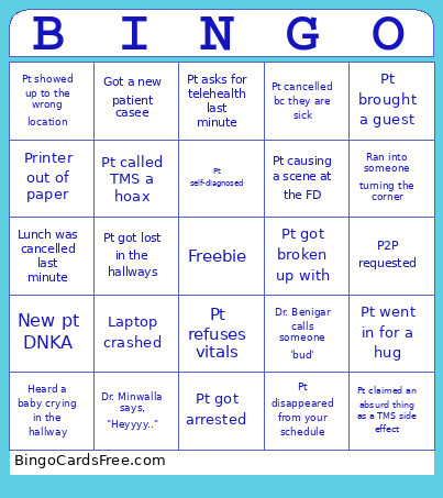 Salience Health Bingo Card