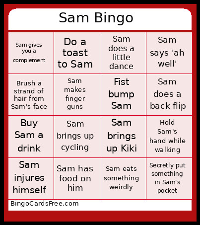 Sam Bingo Card