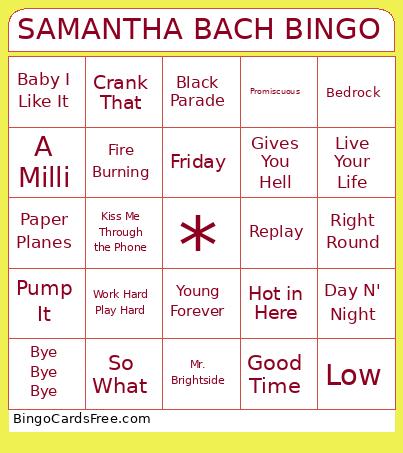 SAMANTHA BACH BINGO