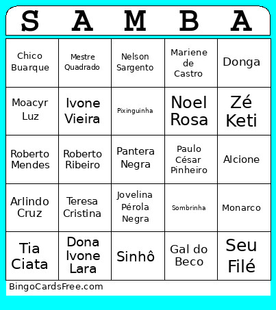 Samba Bingo Card