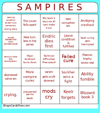 Sampires Session 7 Bingo Card