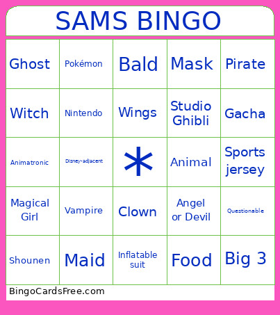 SAMS Bingo Card