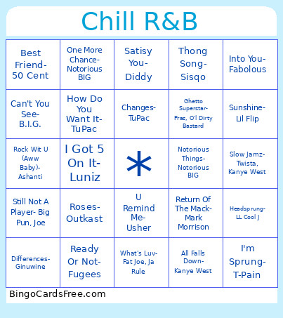 Sam's R&B Bingo Card