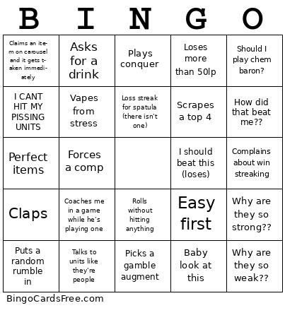 Sam's TFT Bingo Cards Free Pdf Printable Game, Title: BINGO