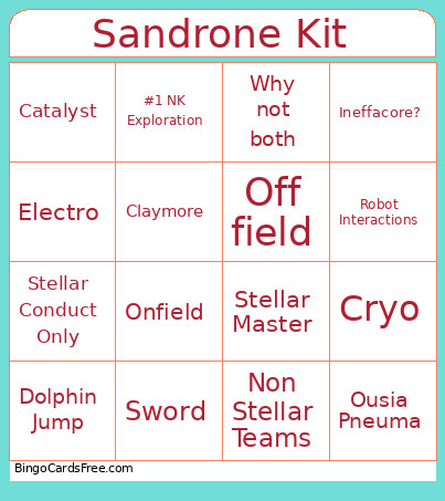 Sandrone Kit Bingo Card