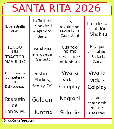 Santa Rita 2026 Bingo Card