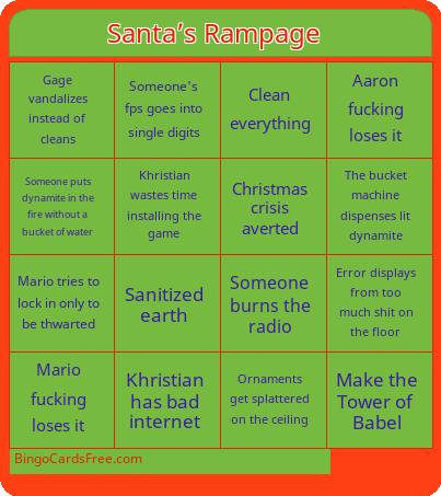 Santa’s Rampage  Bingo