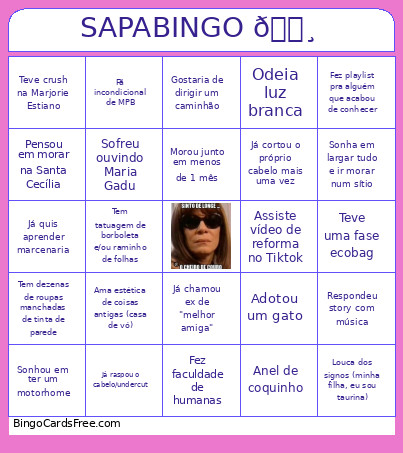 SAPA 🐸 Bingo Card