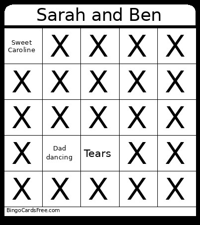 Sarah And Ben Bingo Card