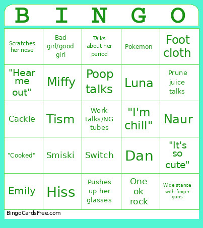 Sarah's Bingo Card