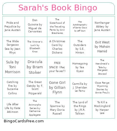 Sarah's Book Bingo Card