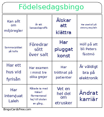 SARAS Mingel Bingo Card